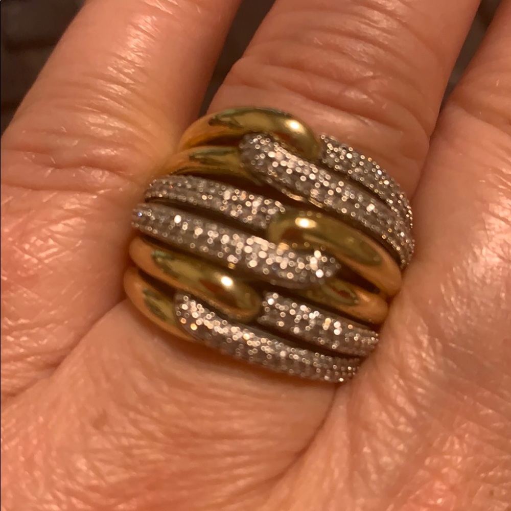 SOLD DYurman SS/18K Labyrinth Triple Diamonds Ring - Picture 5 of 7